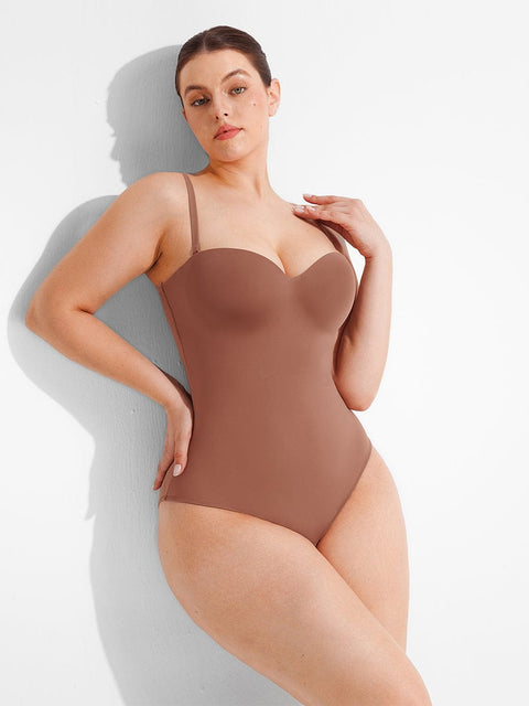 Curvypower Women's Apparel > Shapewear > Bodysuits Seamless Underwire Half Cup Shapewear Bodysuit with Removable Pads