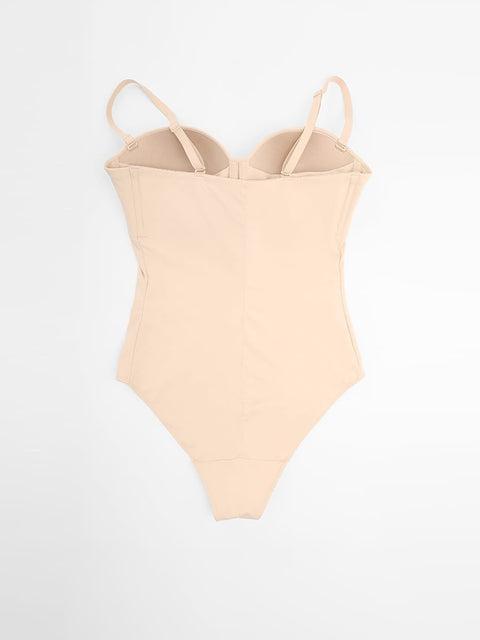 Curvypower Women's Apparel > Shapewear > Bodysuits Seamless Underwire Half Cup Shapewear Bodysuit with Removable Pads
