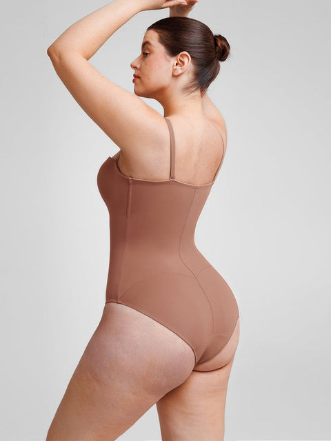 Curvypower Women's Apparel > Shapewear > Bodysuits Seamless Underwire Half Cup Shapewear Bodysuit with Removable Pads