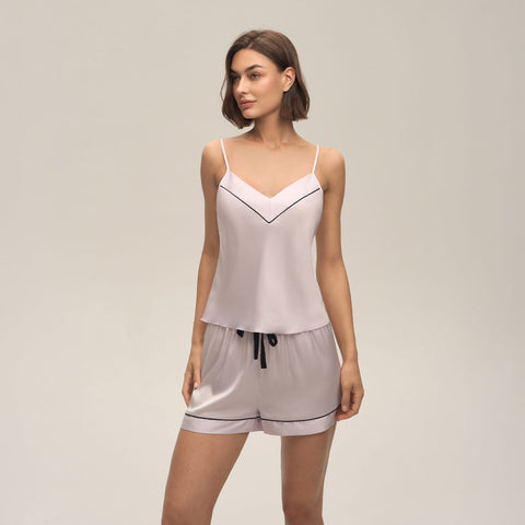Curvypower Women's Apparel > Sleepwear > Casual Pajamas Satin Pyjama Set for Women | Cami Top & Shorts Loungewear Set