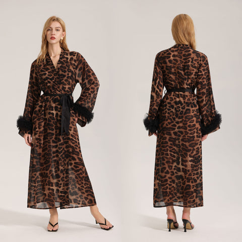 Curvypower Women's Apparel > Sleepwear > Nightgowns leopard print / Standard size Leopard Print Nightgown Sleepwear for Women