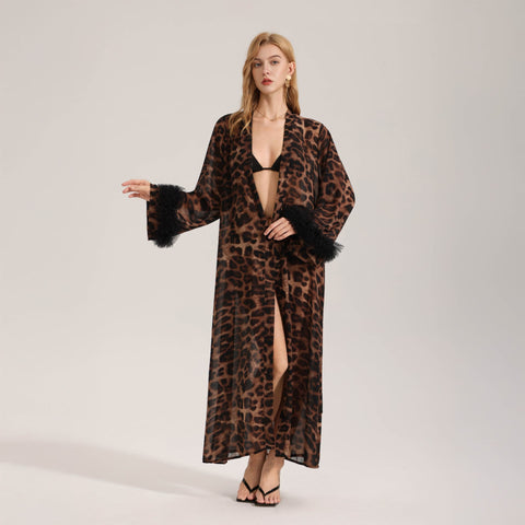 Curvypower Women's Apparel > Sleepwear > Nightgowns leopard print / Standard size Leopard Print Nightgown Sleepwear for Women