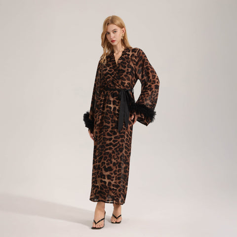 Curvypower Women's Apparel > Sleepwear > Nightgowns leopard print / Standard size Leopard Print Nightgown Sleepwear for Women