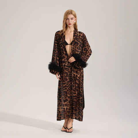 Curvypower Women's Apparel > Sleepwear > Nightgowns leopard print / Standard size Leopard Print Nightgown Sleepwear for Women