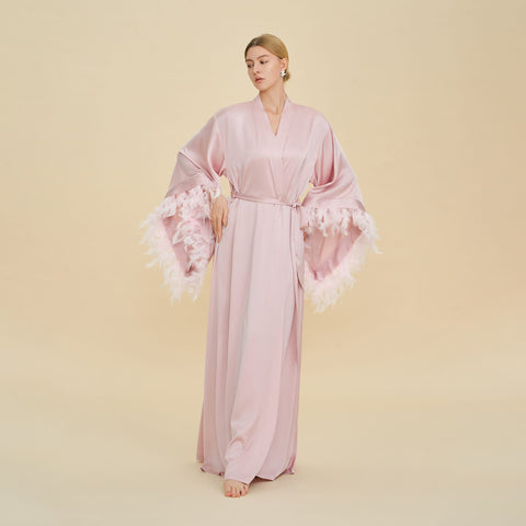 Curvypower Women's Apparel > Sleepwear > Nightgowns Pink / Standard size Luxury Women's Nightdress, Elegant Dressing Bridal Nightgown Robe