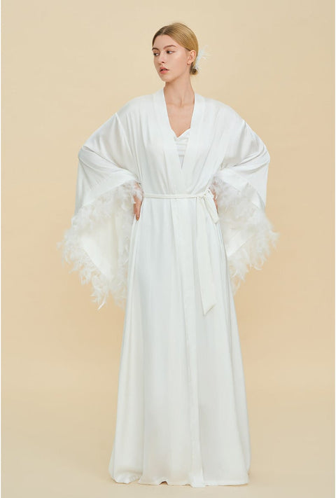 Curvypower Women's Apparel > Sleepwear > Nightgowns White / Standard size Luxury Women's Nightdress, Elegant Dressing Bridal Nightgown Robe