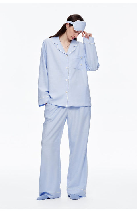 Curvypower Women's Apparel > Sleepwear > Pajama Sets Blue / XS Women's Cozy Long Sleeve Pajama Set with Brushed Fabric