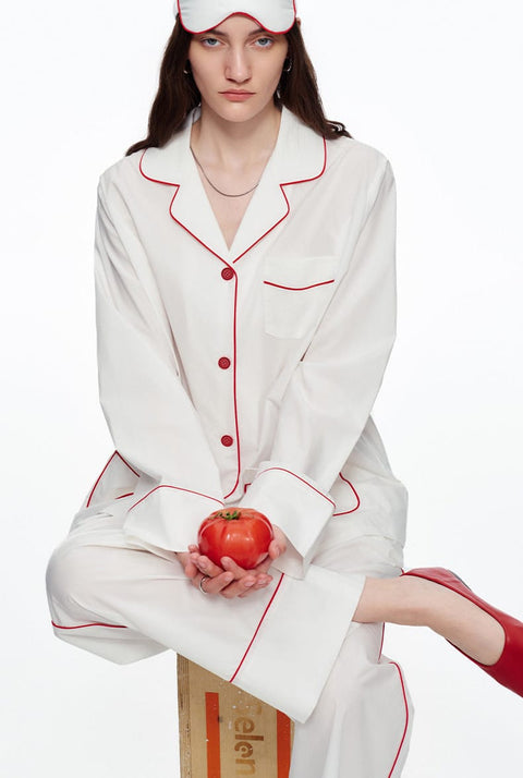 Curvypower Women's Apparel > Sleepwear > Pajama Sets Elegant Long Sleeve Cotton Pajama Set for Women