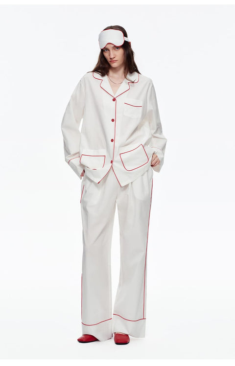 Curvypower Women's Apparel > Sleepwear > Pajama Sets Elegant Long Sleeve Cotton Pajama Set for Women