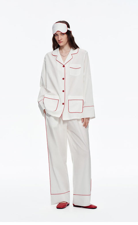 Curvypower Women's Apparel > Sleepwear > Pajama Sets Elegant Long Sleeve Cotton Pajama Set for Women