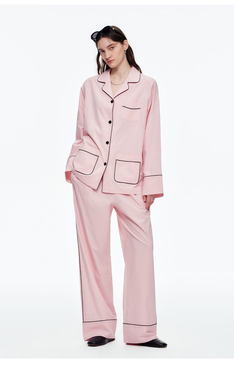 Curvypower Women's Apparel > Sleepwear > Pajama Sets Elegant Long Sleeve Cotton Pajama Set for Women