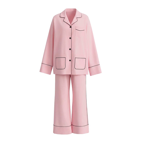 Curvypower Women's Apparel > Sleepwear > Pajama Sets Elegant Long Sleeve Cotton Pajama Set for Women