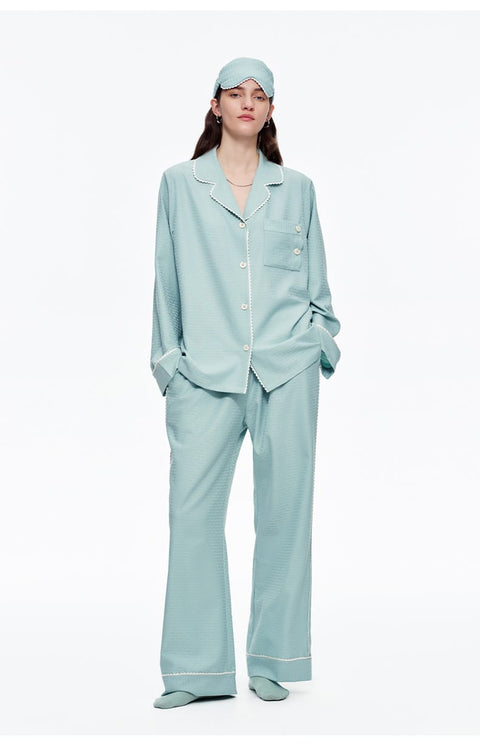 Curvypower Women's Apparel > Sleepwear > Pajama Sets Green / XS Women's Cozy Long Sleeve Pajama Set with Brushed Fabric