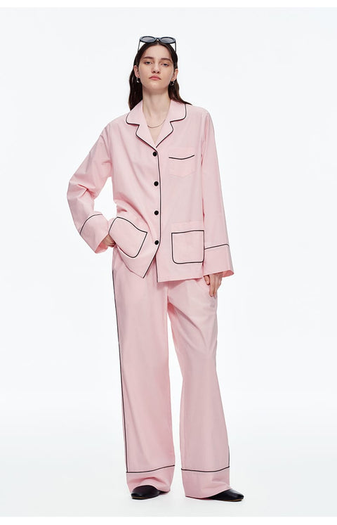 Curvypower Women's Apparel > Sleepwear > Pajama Sets Pink / XS Elegant Long Sleeve Cotton Pajama Set for Women