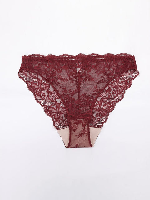 Curvypower Women's Apparel > Underwear > Lace Panties Low-rise Lace Panties with Antibacterial Cotton Crotch