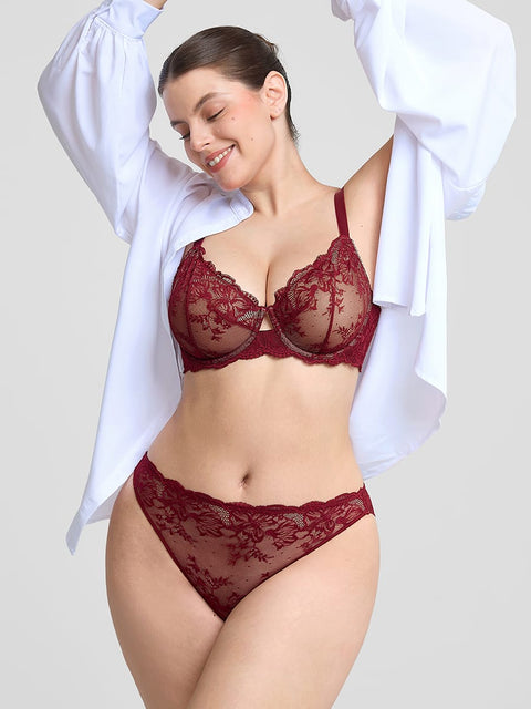 Curvypower Women's Apparel > Underwear > Lace Panties Low-rise Lace Panties with Antibacterial Cotton Crotch