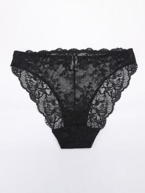 Curvypower Women's Apparel > Underwear > Lace Panties Low-rise Lace Panties with Antibacterial Cotton Crotch