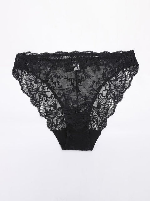 Curvypower Women's Apparel > Underwear > Lace Panties Low-rise Lace Panties with Antibacterial Cotton Crotch