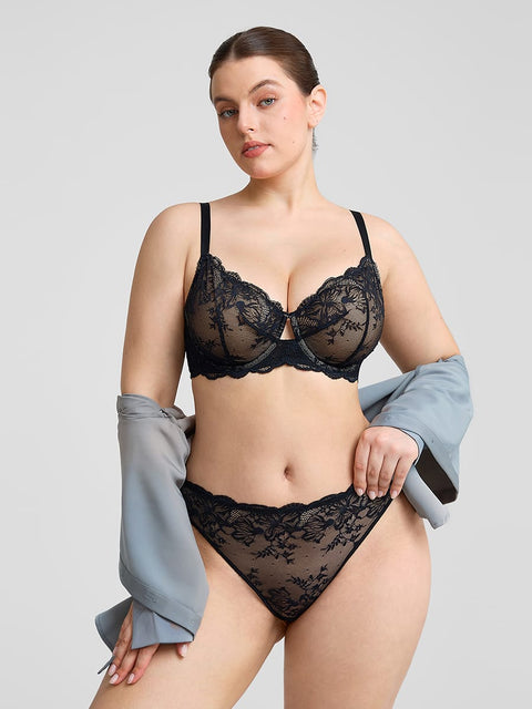 Curvypower Women's Apparel > Underwear > Lace Panties Low-rise Lace Panties with Antibacterial Cotton Crotch