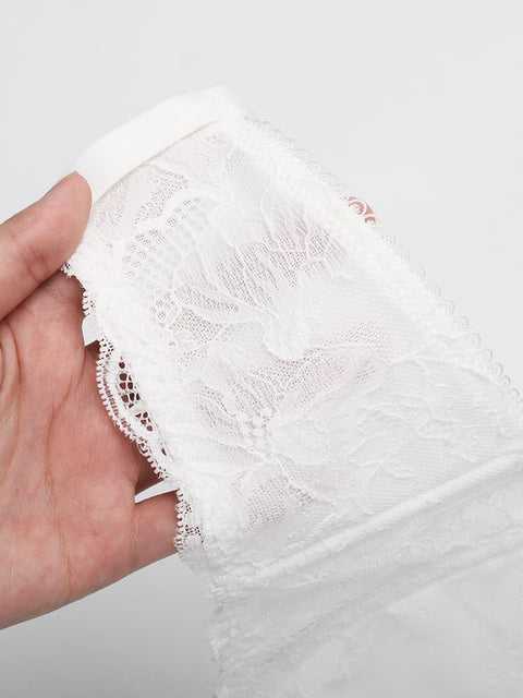 Curvypower Women's Lingerie > Bras > Sheer Floral Lace Bra Sheer Floral Lace Bra with Underwire and Mesh Lining