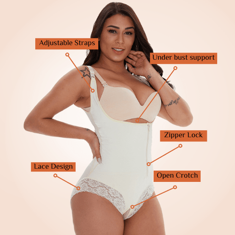 CurvyPower | Be You ! bodysuit Cross Border Open Crotch Lace Underbust Bodysuit