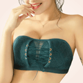 CurvyPower | Be You ! Bras S / Blue Green Strapless Lace Seamless Push Up Drawstring Bandeau