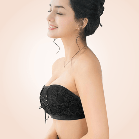 CurvyPower | Be You ! Bras Strapless Lace Seamless Push Up Drawstring Bandeau