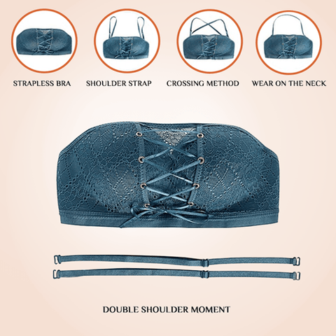 CurvyPower | Be You ! Bras Strapless Lace Seamless Push Up Drawstring Bandeau