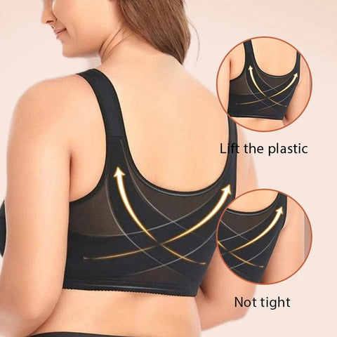 CurvyPower | UK Bras Women's Front Closure Full Coverage Wire Free Back Support Bra