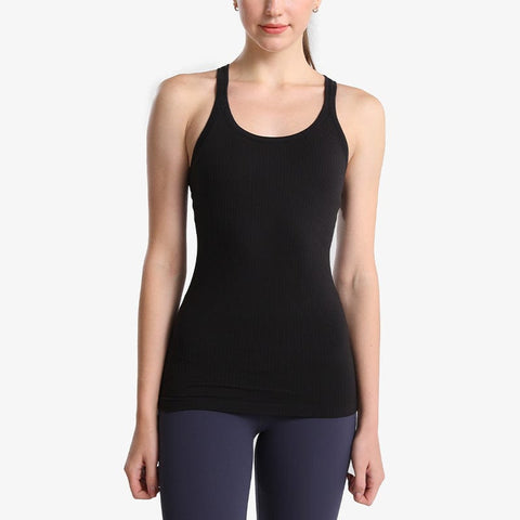 CurvyPower | Be You ! camisole Black / Size 4 Women Long Camisole Top With Built In Bra