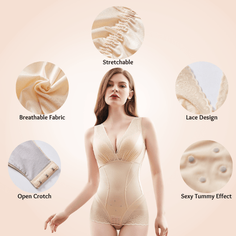 CurvyPower | Be You ! Full Sexy Tummy Waist Trainer Lace Bodysuit