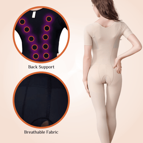 CurvyPower | Be You ! Long Sleeves U Shape Under Bust Full Body Coverage Slimming Bodysuit