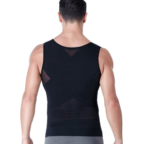 CurvyPower | Be You ! Men Slimming Compression Body Shaper Corset Vest With Side Hooks Waist Trainer