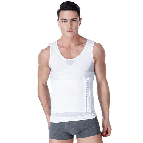 CurvyPower | Be You ! Men Slimming Compression Body Shaper Corset Vest With Side Hooks Waist Trainer