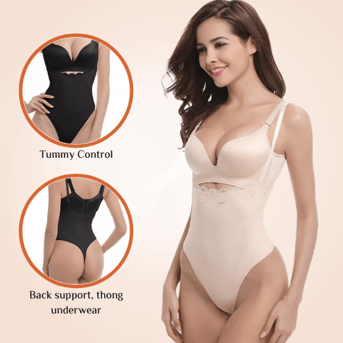CurvyPower | Be You ! Open Bust Tummy Control Thong Shapewear
