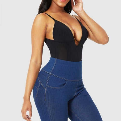 CurvyPower | Be You ! Plunge Low-Back Bodysuit Shaper Thong bodysuit shaper,  bodysuit thong,  bodysuit underwear,  lowback shapewear,  slimming bodysuit,  tummy control bodysuit,  control bodysuit,