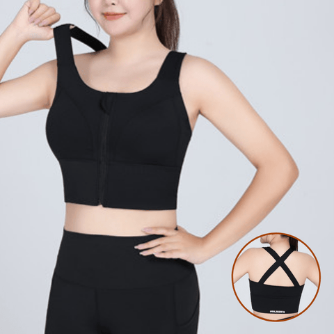 CurvyPower | Be You ! S / Black High Intensity Sports Bra Front Shockproof with Zippers