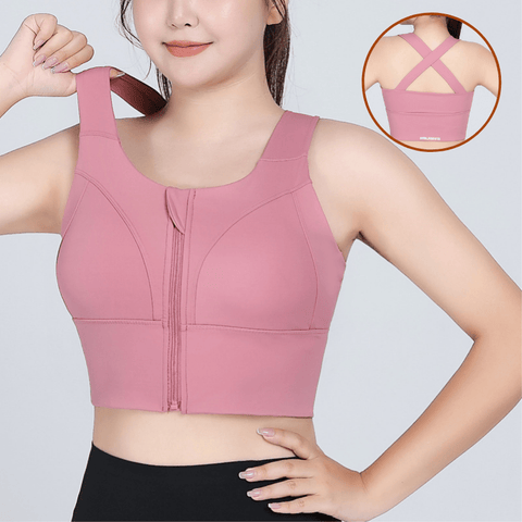 CurvyPower | Be You ! S / Pink High Intensity Sports Bra Front Shockproof with Zippers