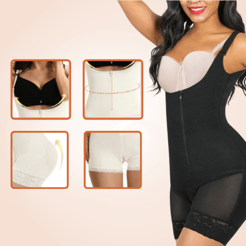 CurvyPower | Be You ! Sculpting Mid Thigh Slimming Seamless Bodysuit Zipper