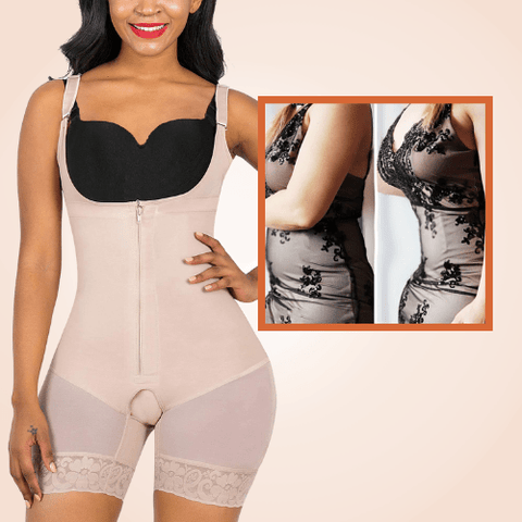 CurvyPower | Be You ! Sculpting Mid Thigh Slimming Seamless Bodysuit Zipper