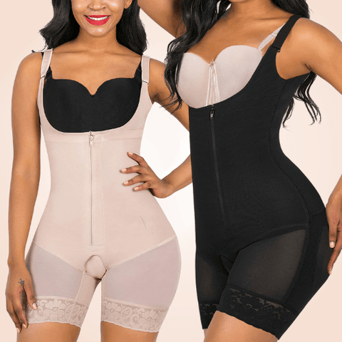 CurvyPower | Be You ! Sculpting Mid Thigh Slimming Seamless Bodysuit Zipper