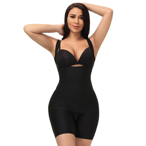 CurvyPower | Be You ! Shapewear Black / S Women Open Bust Cross Waist Bodysuit Shaper Shortsshaping bodysuit, bodysuit shaper, body shaper for women, faja, shape wear for women, plus size shape wear,