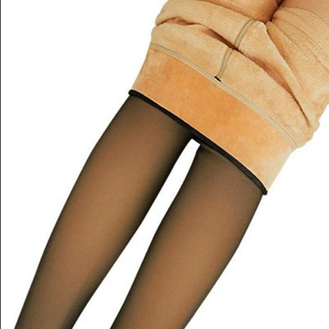 CurvyPower | Be You ! Shapewear Black / Thin / Full Foot Warm Elastic Translucent Tights