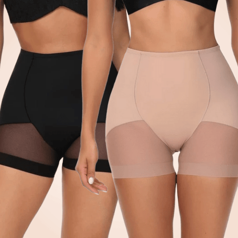 CurvyPower | Be You ! Shapewear Contrast High-Waist Mesh Leg Shaper Shorts