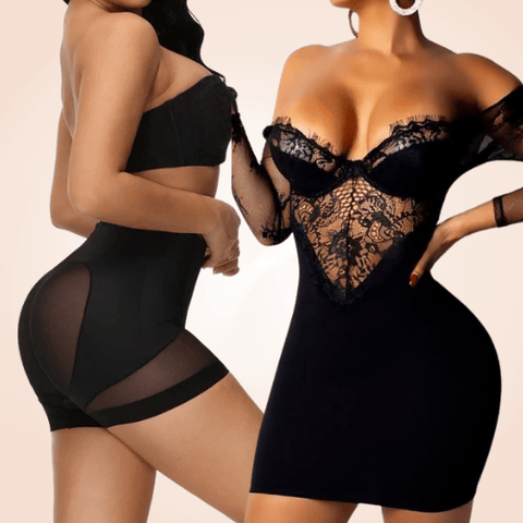 CurvyPower | Be You ! Shapewear Contrast High-Waist Mesh Leg Shaper Shorts