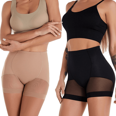 CurvyPower | Be You ! Shapewear Contrast High-Waist Mesh Leg Shaper Shorts