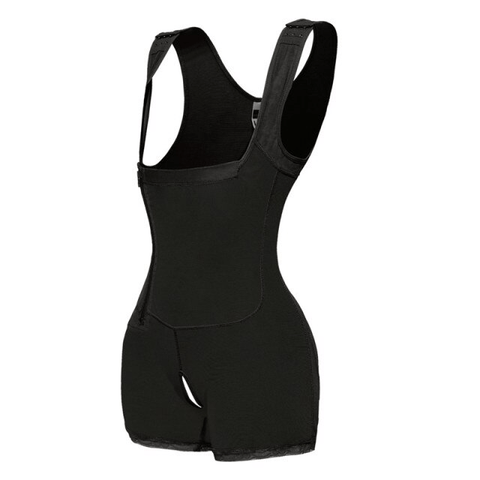 CurvyPower | Be You ! Shapewear S / Black Women Open Bust Bodysuit Shaper With Adjustable Hooks