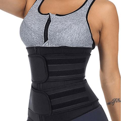 CurvyPower | Be You ! Shapewear S / Black / Zipper & 2 Bands Waist Trainer Cincher Shaper Slimming Belt