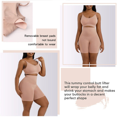 CurvyPower | UK Shapewear Seamless Bra and Highwaist and Hip Lifting Short Underpants