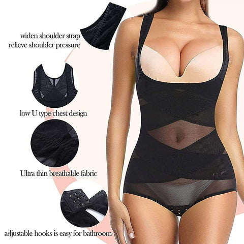 CurvyPower | Be You ! Shapewear Women Shapewear Cross Bodysuit Open-Bust